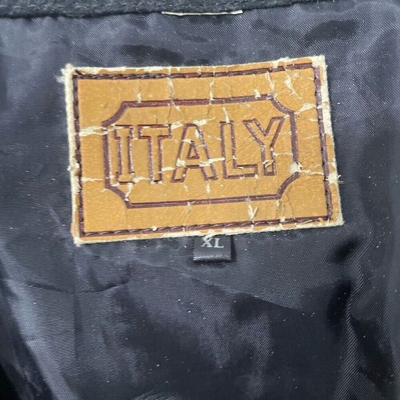 Men’s Italy Black Genuine Leather Vest XL Western Button Front Lined Cowboy Styl - Picture 3 of 12